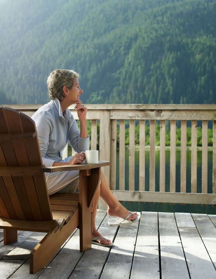 A photo of a woman with a beautiful nature