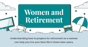 A banner telling women how to prepare for their retirement.